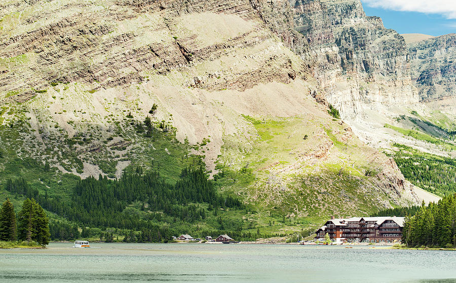 Glacier National Park Photograph - Glacier Hotel And Swift Current Lake by Josh Miller Photography