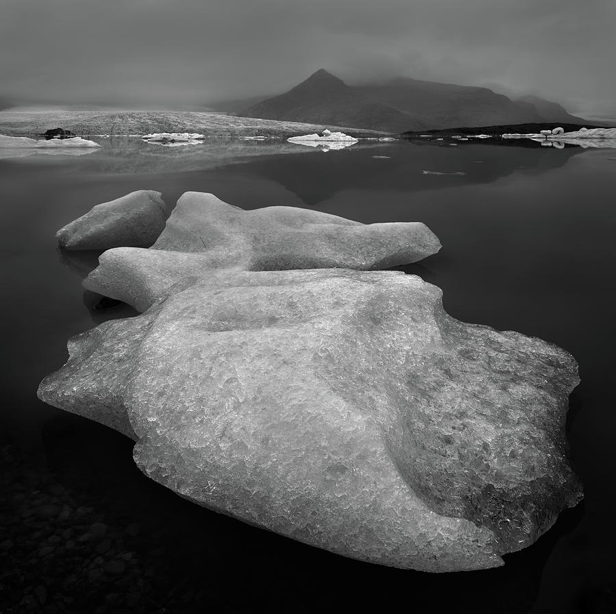 Black And White Photograph - Glacier Lake by Shenshen Dou