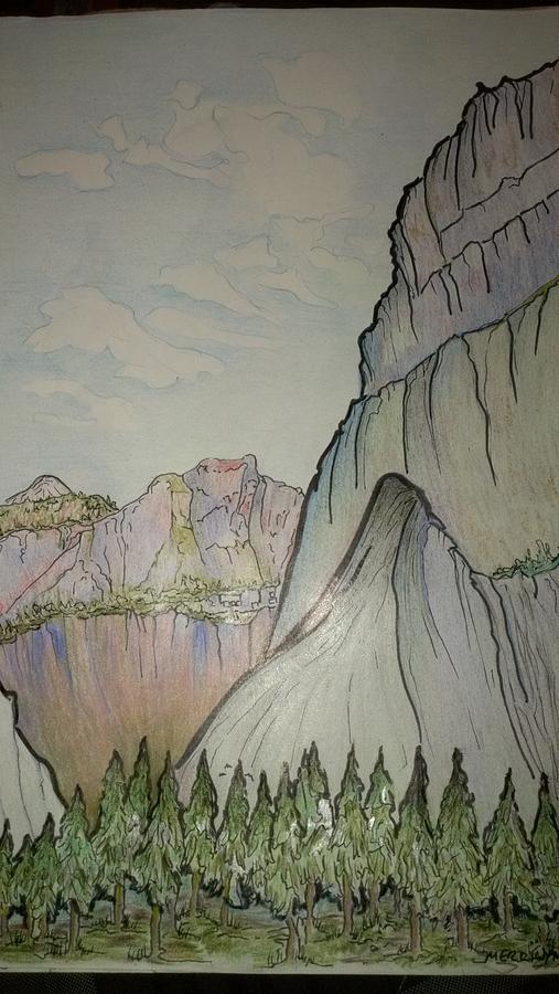 Yosemite National Park Drawing - Glacier Point by Merrily McCarthy
