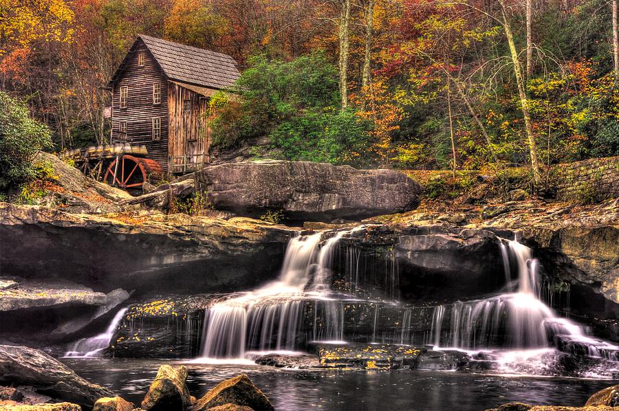 Glade Creek Grist Mill 1A - Autumn Late Afternoon Babcock State Park WV Photograph by Michael Mazaika