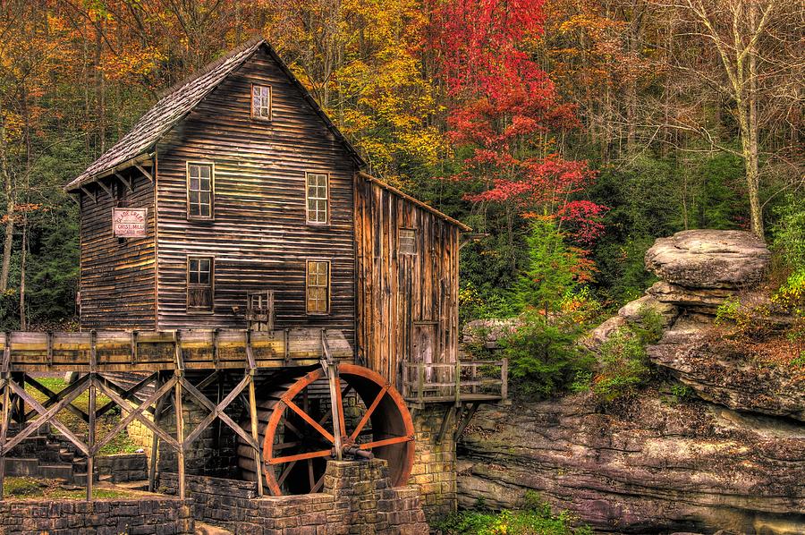 Glade Creek Grist Mill-1A Babcock State Park WV Autumn Late Afternoon Photograph by Michael Mazaika