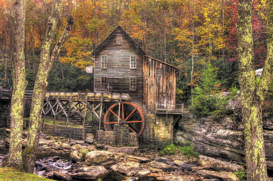 Glade Creek Grist Mill-3A Babcock State Park WV Autumn Late Afternoon Photograph by Michael Mazaika