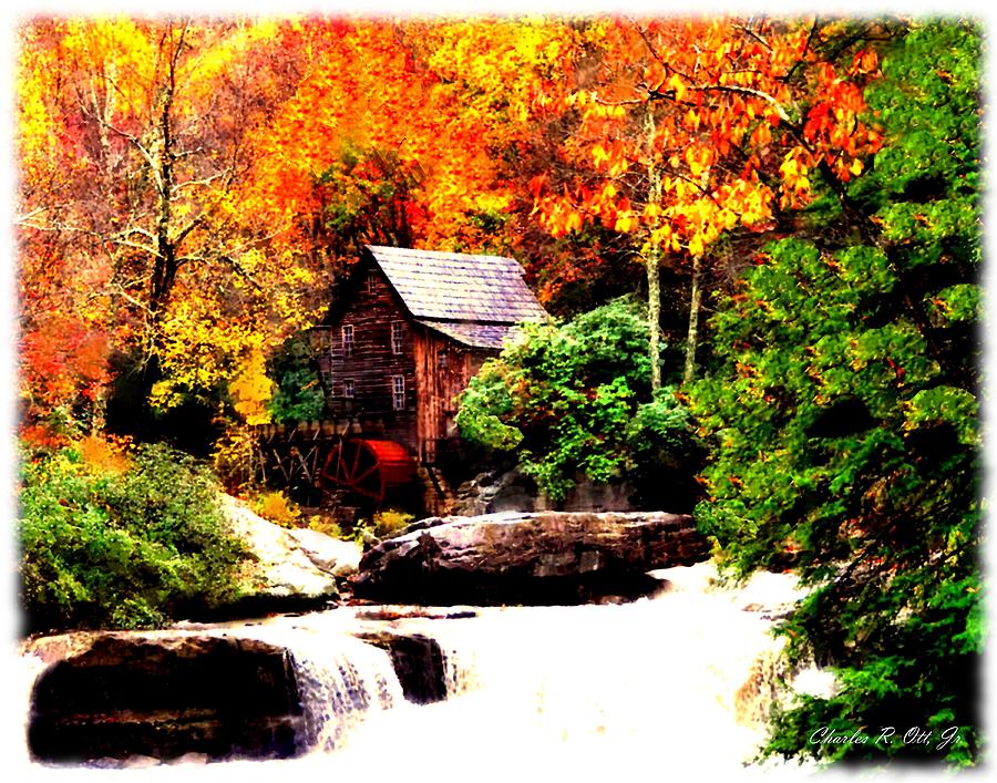 Landscape Painting - Glade Creek Grist Mill by Charles Ott Landscape Painting - Glade Creek Grist Mill by Charles Ott