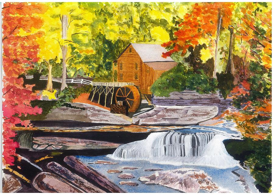 Glade Creek Grist Mill Painting by David Bartsch