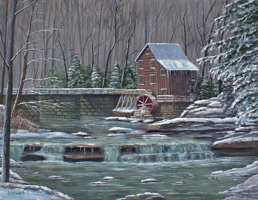 Glade Creek Grist Mill Painting by William Stewart