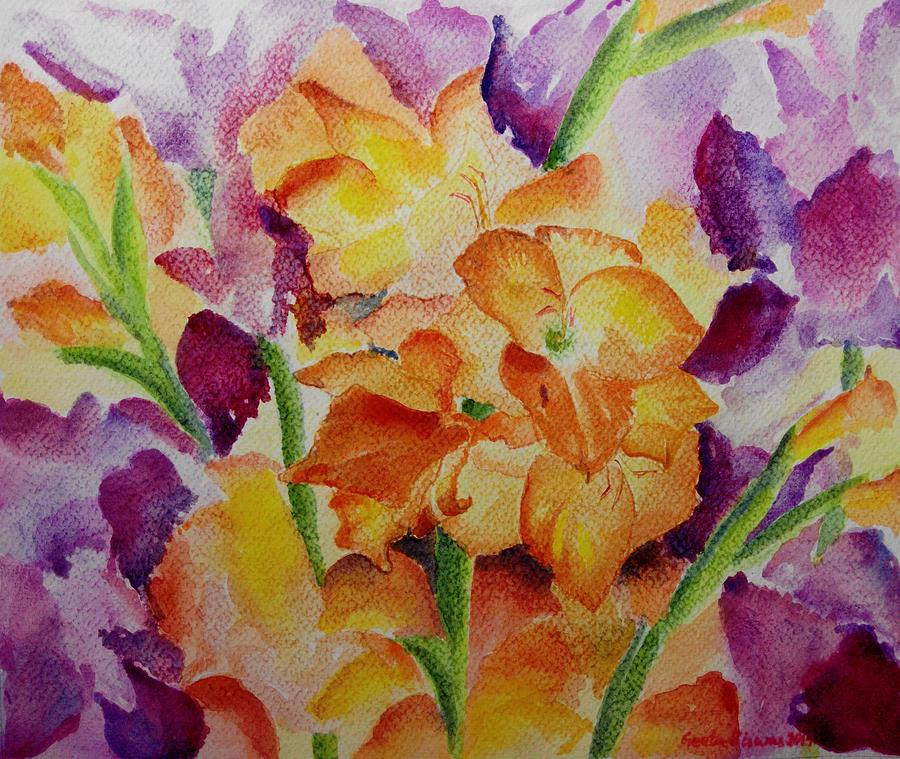 Flower Painting - Gladioli by Geeta Yerra