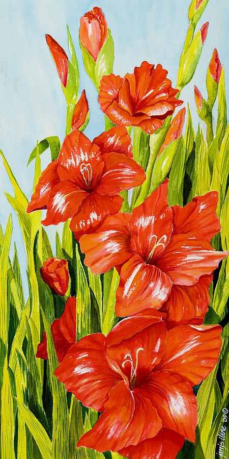 Nature Painting - Gladioli Standing Tall by Janis Grau