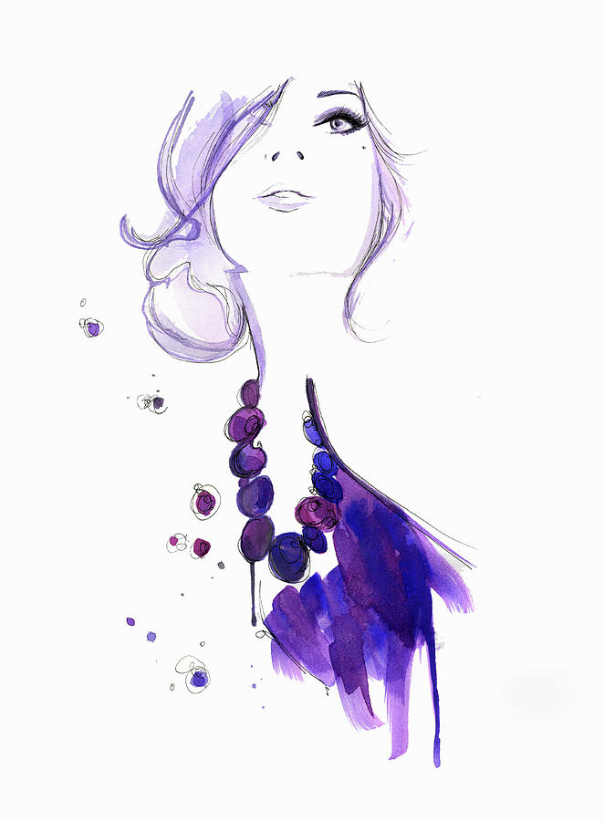 Glamorous Woman Wearing Purple Necklace Digital Art by Jessica Durrant Glamorous Woman Wearing Purple Necklace Digital Art by Jessica Durrant