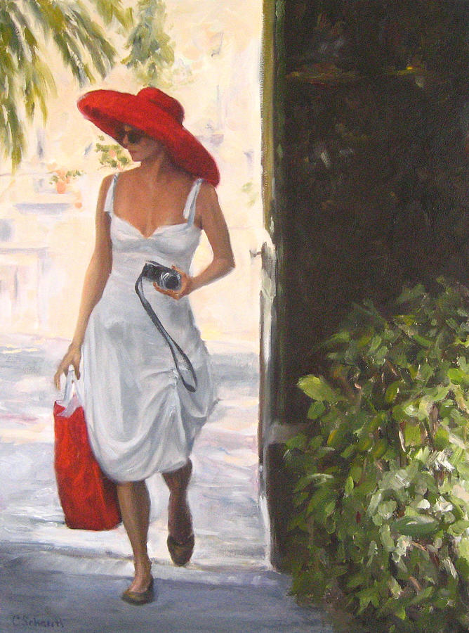 Glamour in a Red Hat Painting by Connie Schaertl
