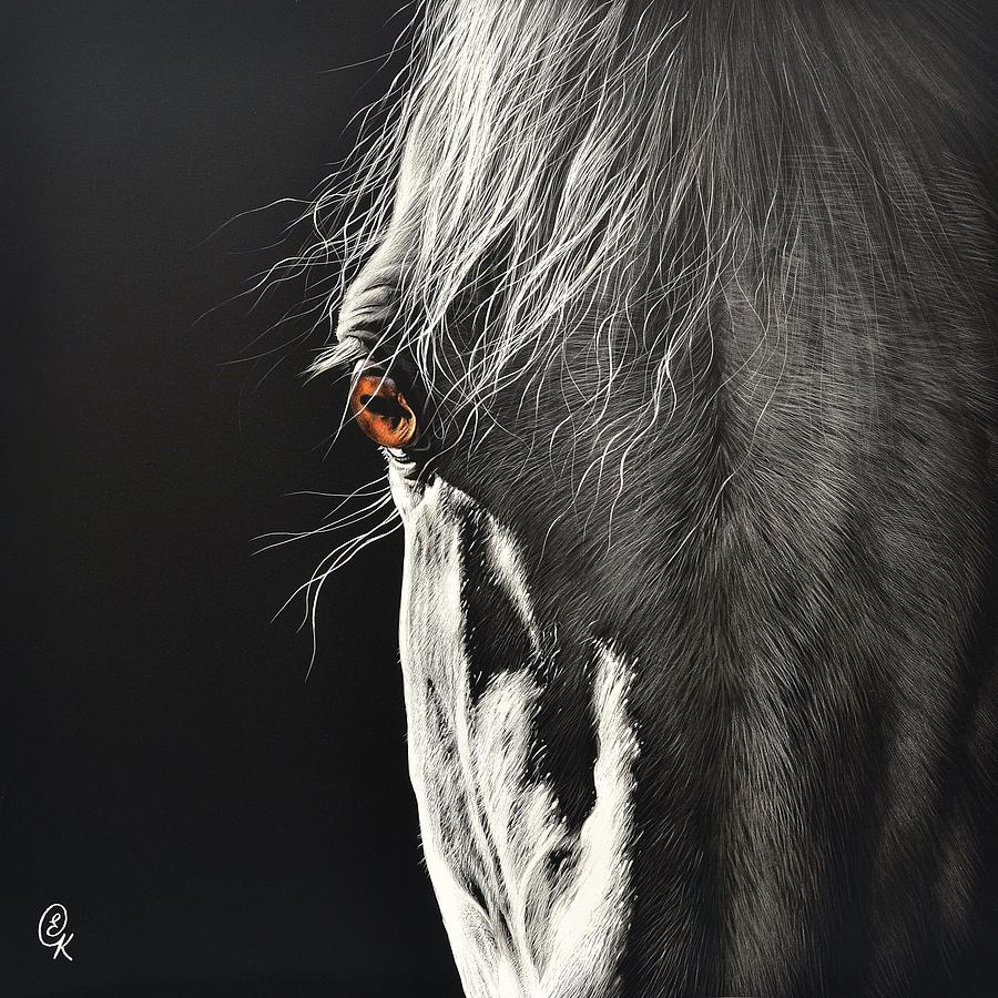 Horse Drawing - Glance by Elena Kolotusha