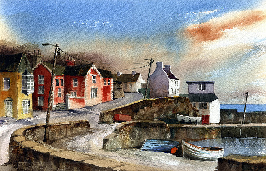 Glandore Village West Cork Painting by Val Byrne