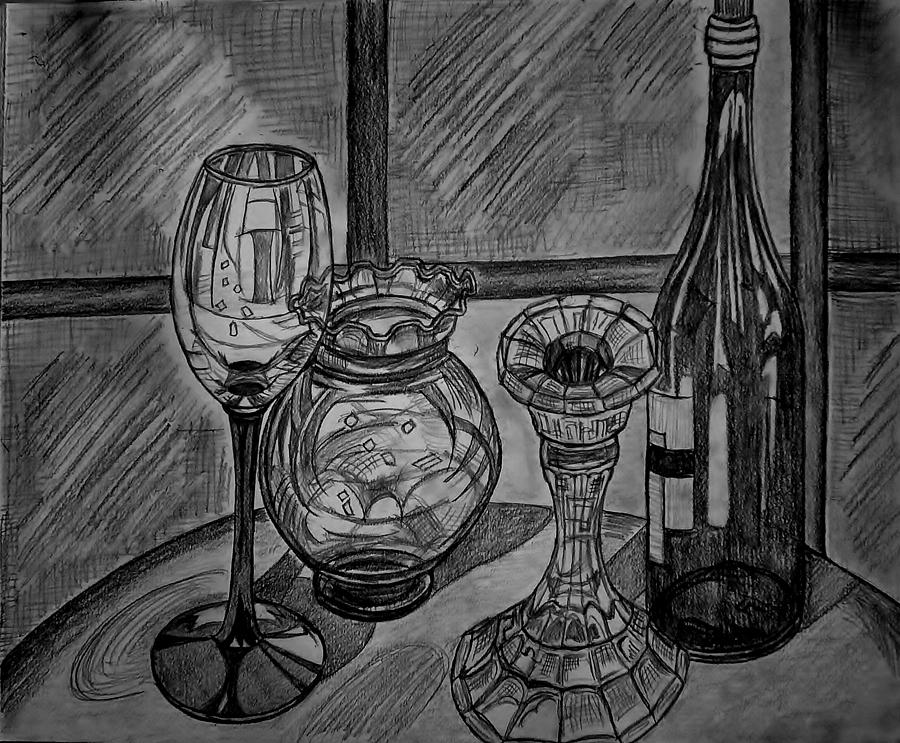 Christmas Drawing - Glas and light by Ulrike Proctor