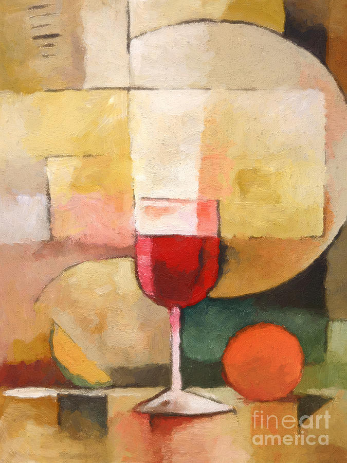 Glass of Red Painting by Lutz Baar