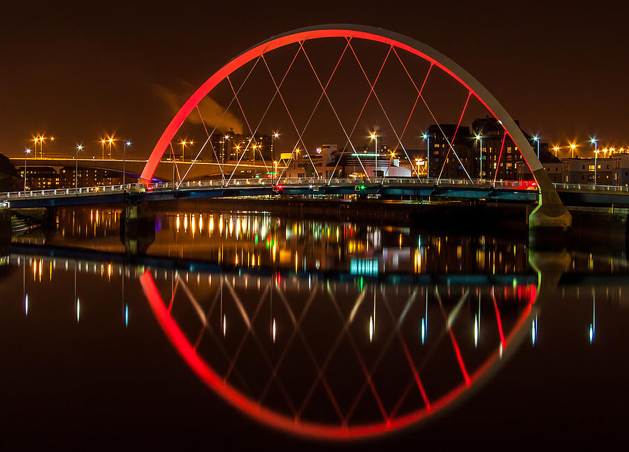 Glasgow Photograph - Glasgow Squinty Bridge at Night by Kenny Girvan