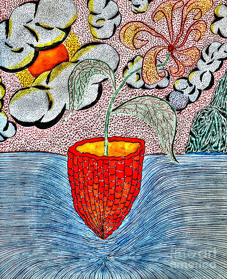 Fantasy Drawing - Glass And The Sea by Yury Bashkin