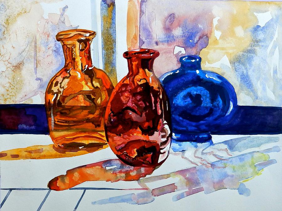 Glass Bottles Painting By Susan Robinson 