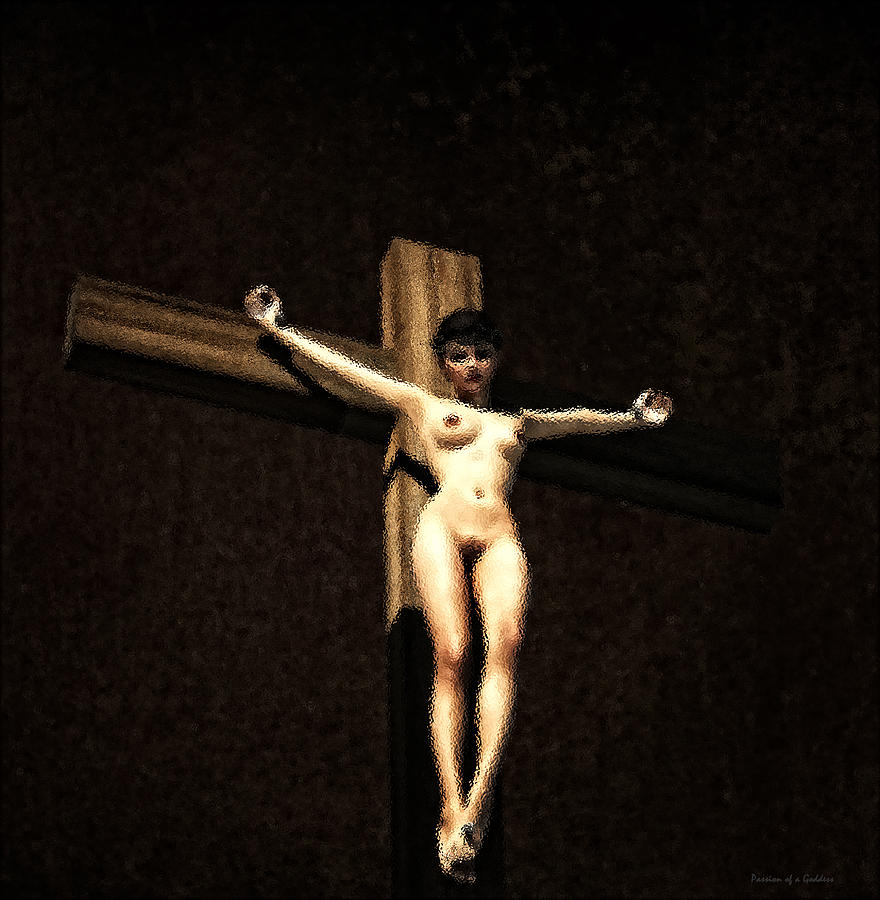 Jesus Christ Digital Art - Glass crucifix by Ramon Martinez