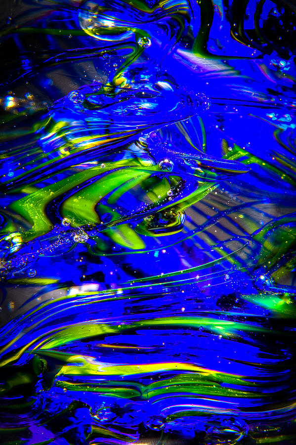 Seattle Seahawks Photograph - Glass Macro Abstract Seahawks Blue and Green by David Patterson