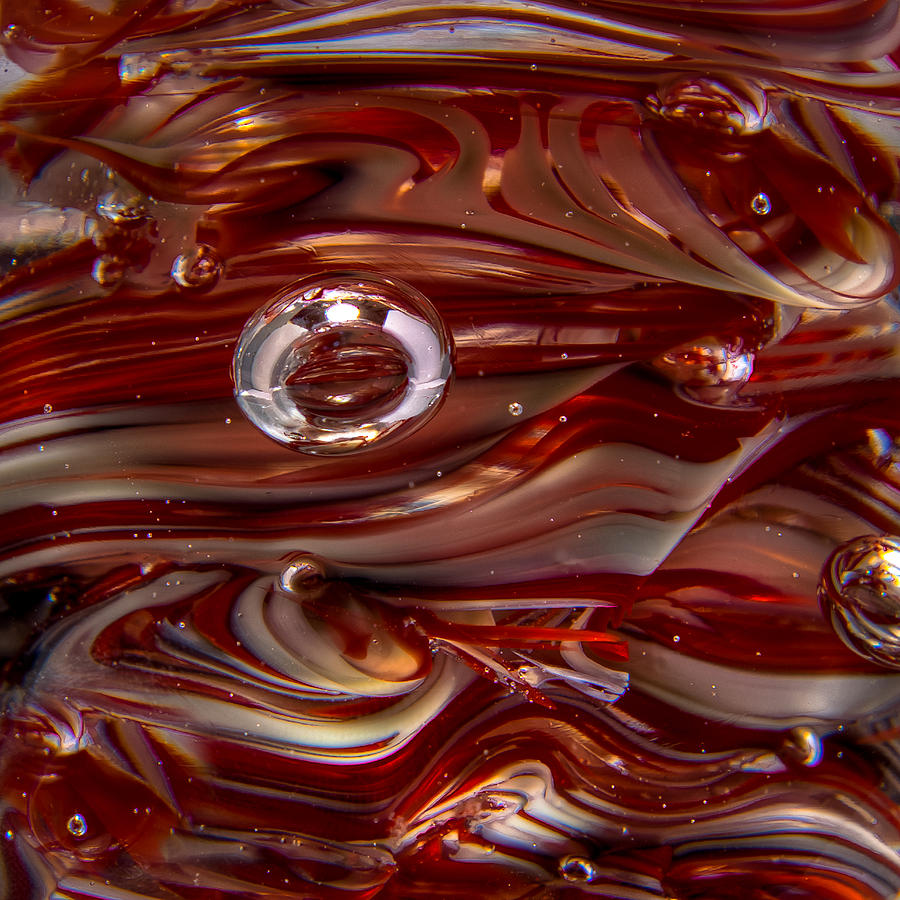 Glass Macro Abstract Crimson and Gray Photograph by David Patterson