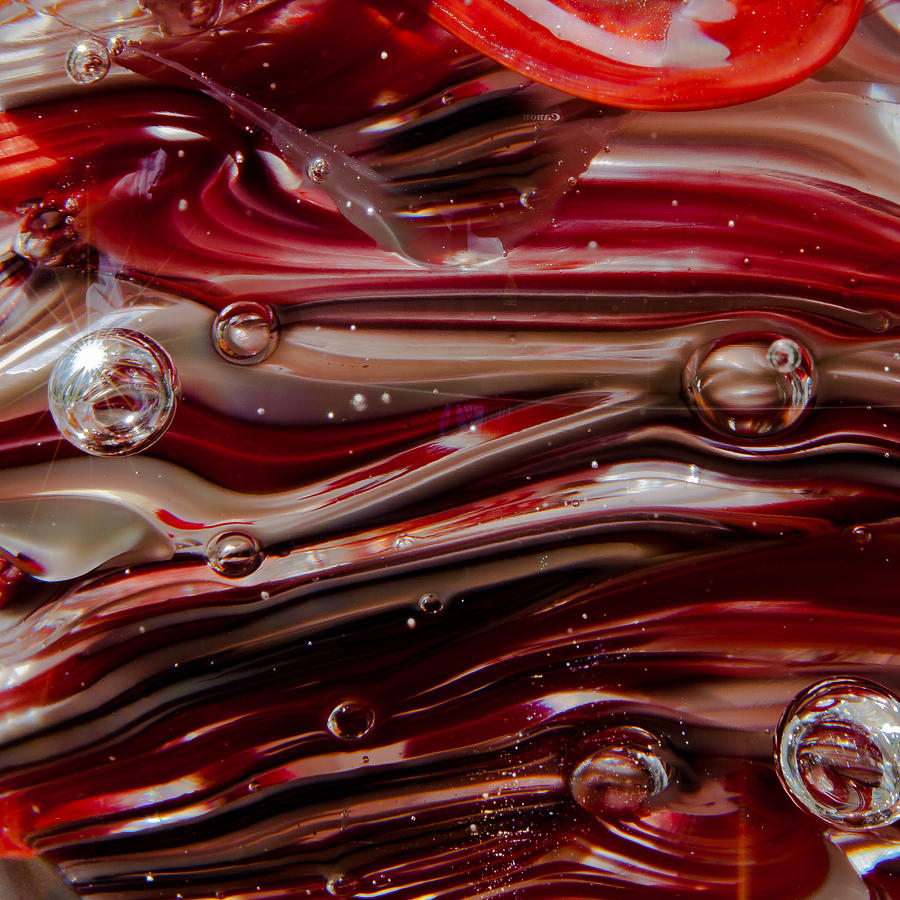 Glass Macro Abstract - Crimson and Gray V Photograph by David Patterson