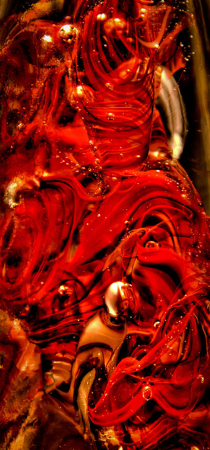 Glass Macro Abstract Crimson Swirls Photograph by David Patterson