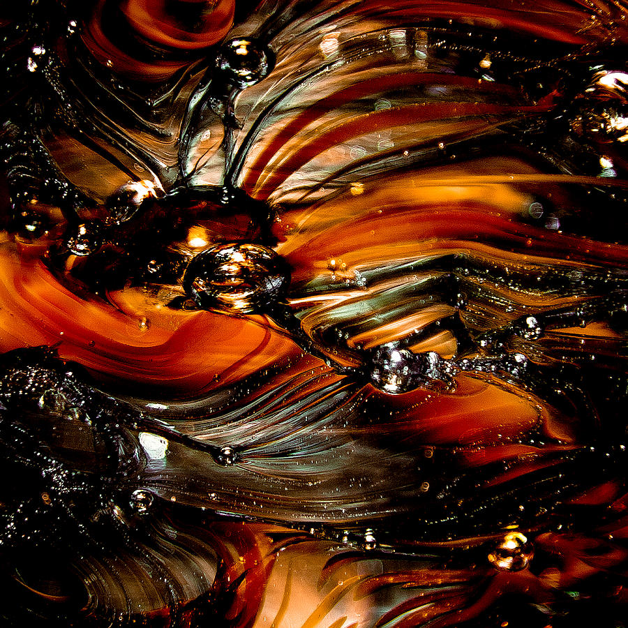 Glass Macro Abstract Orange Movement Photograph by David Patterson