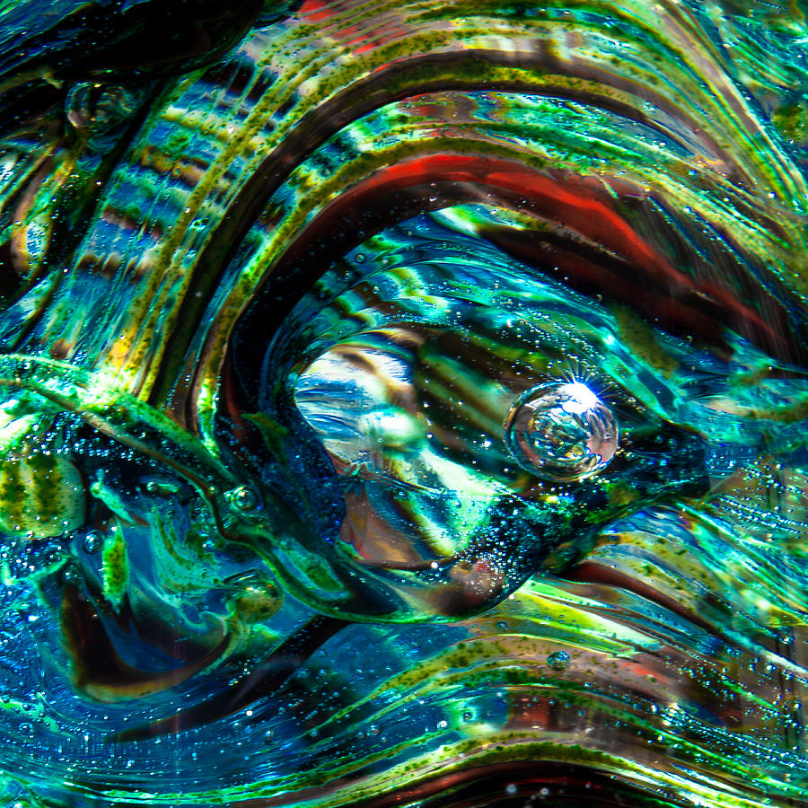 Glass Macro - Blue Green Swirls Photograph by David Patterson