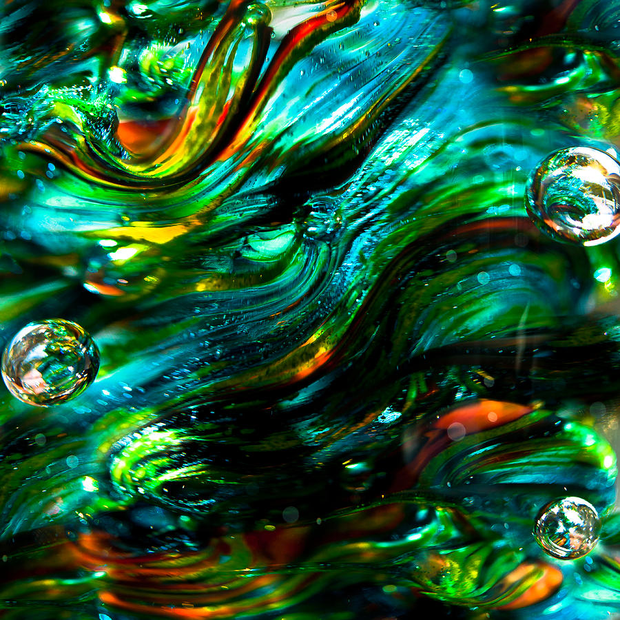 Glass Macro - Greens and Blues Photograph by David Patterson