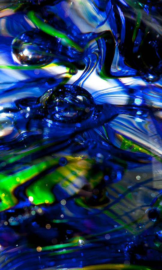 Glass Macro - Seahawks Blue Green Wave Photograph by David Patterson