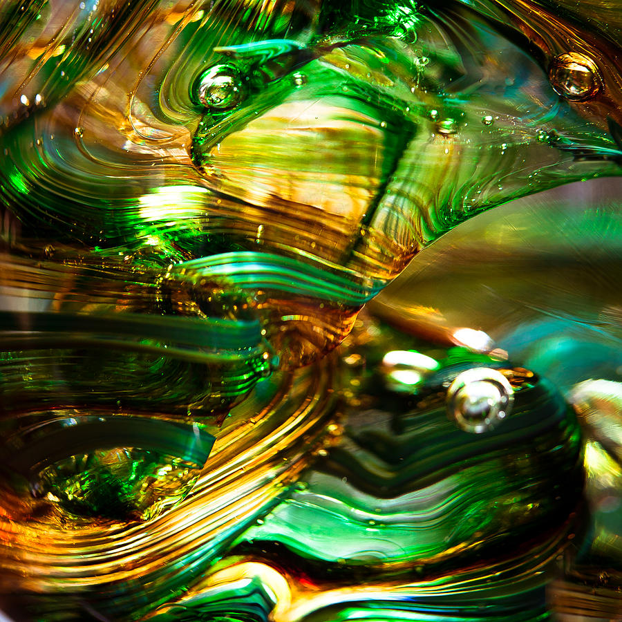 Glass Macro - Waves of Amber Photograph by David Patterson
