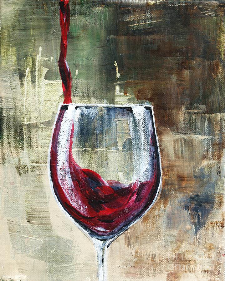 Glass Of Pouring Red Painting by Lisa Owen