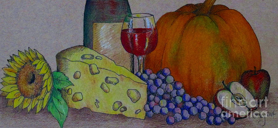 Glass Of Red Drawing by Catherine Howley