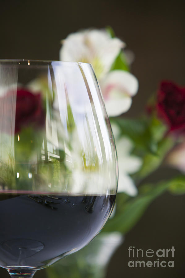 Glass Of Red Wine And Flowers Photograph By Don Landwehrle