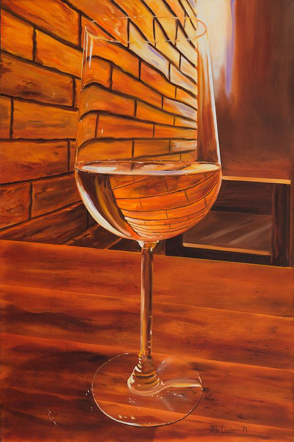 Glass of Viognier Painting by Alan Conder