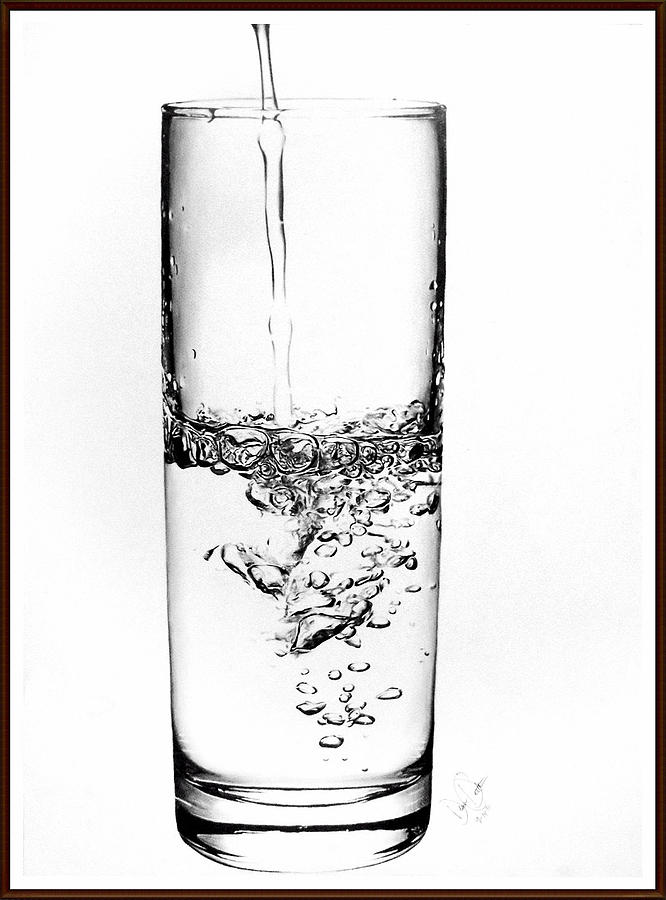 Glass of Water Drawing by Desire Doecette