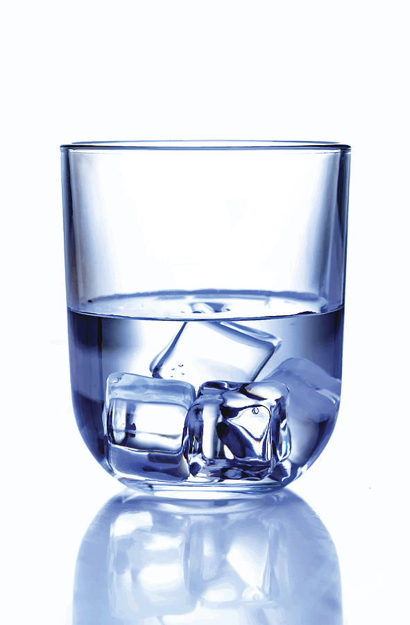 Glass of water with ice Drawing by Nastasic