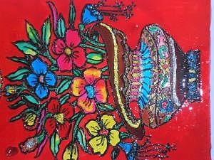 Flower Vase Glass Art - Glass Painting Flower vase  by Deepshikha Dey