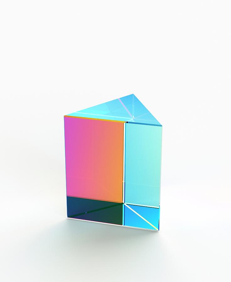 Blue Photograph - Glass Prism Showing Internal Refractions by David Parker