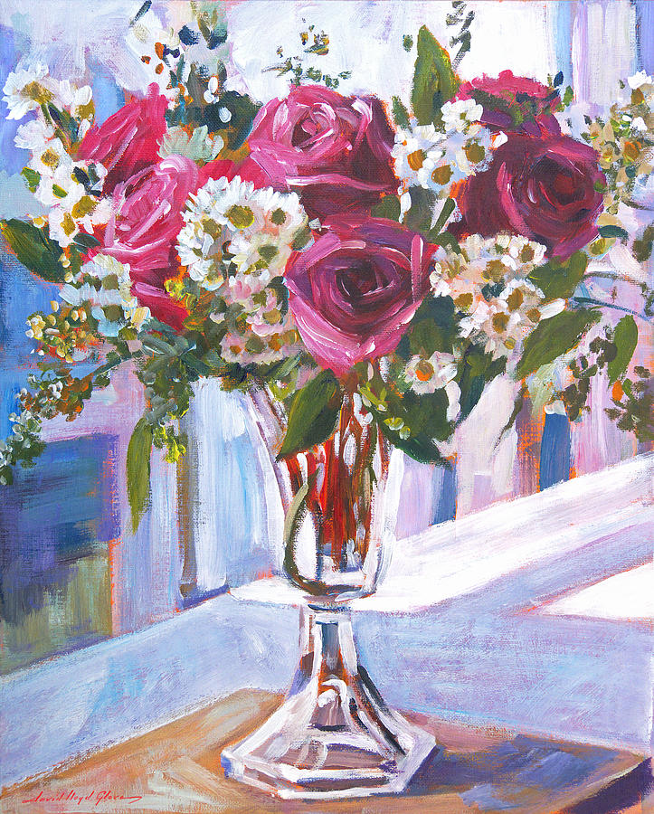 Still Life Painting - Glass Roses by David Lloyd Glover