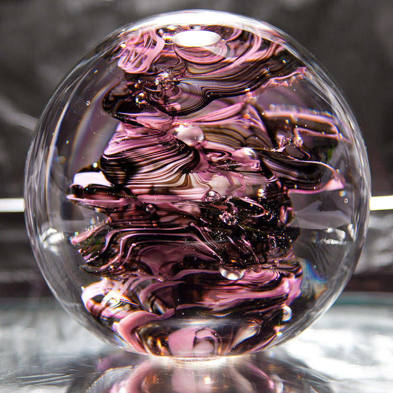Glass Sculpture - Glass Sculpture Black and Pink RBP by David Patterson