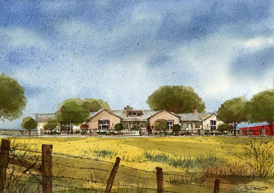 Glass White River Ranch Headquarters Painting by Tim Oliver