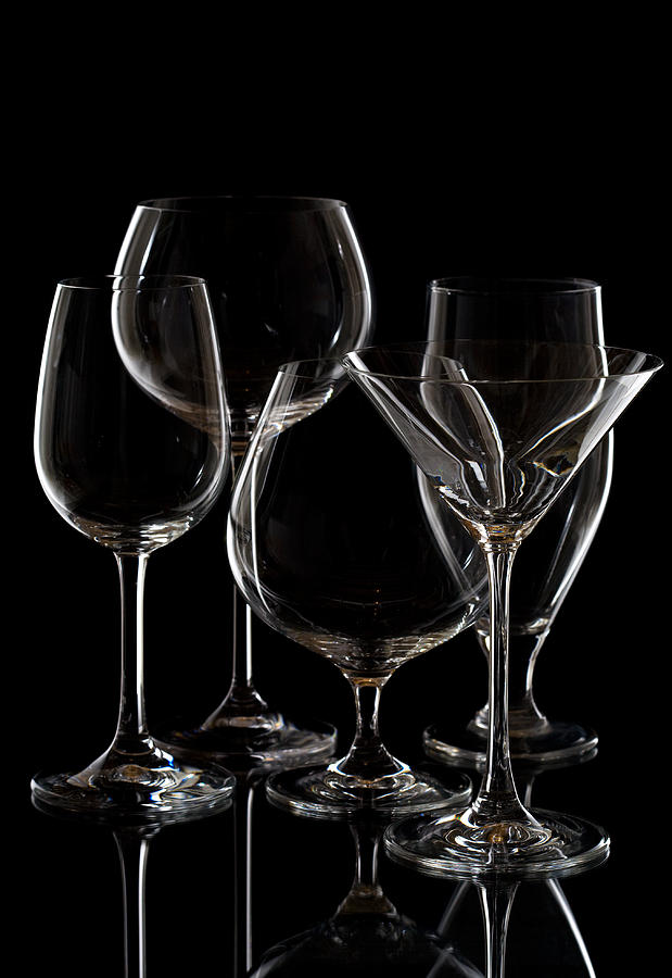 Glassware On Black Photograph