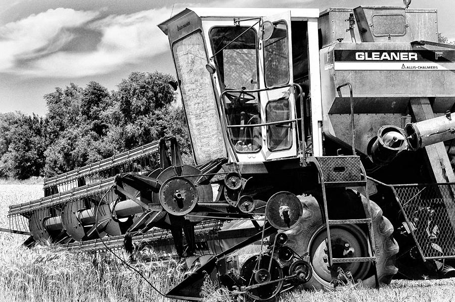 Gleaner F Combine in Black-and-White Photograph by Bill Kesler