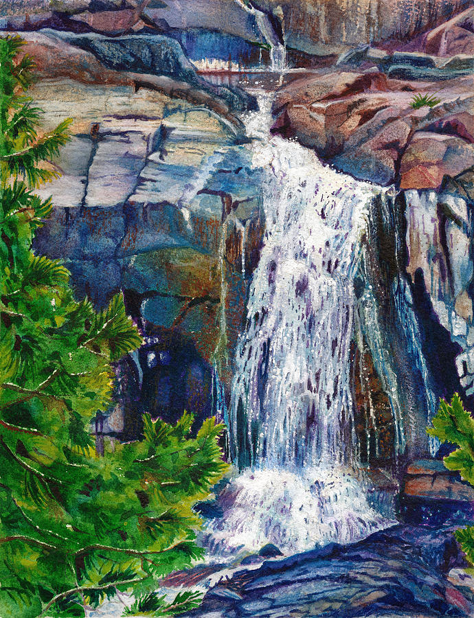 Glen Alpine Creek Falls Painting by Sandi Howell