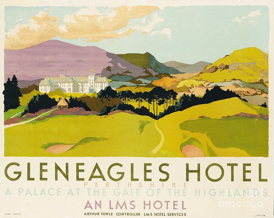 Golf Painting - Gleneagles Hotel Poster Advertising the LMS by English School