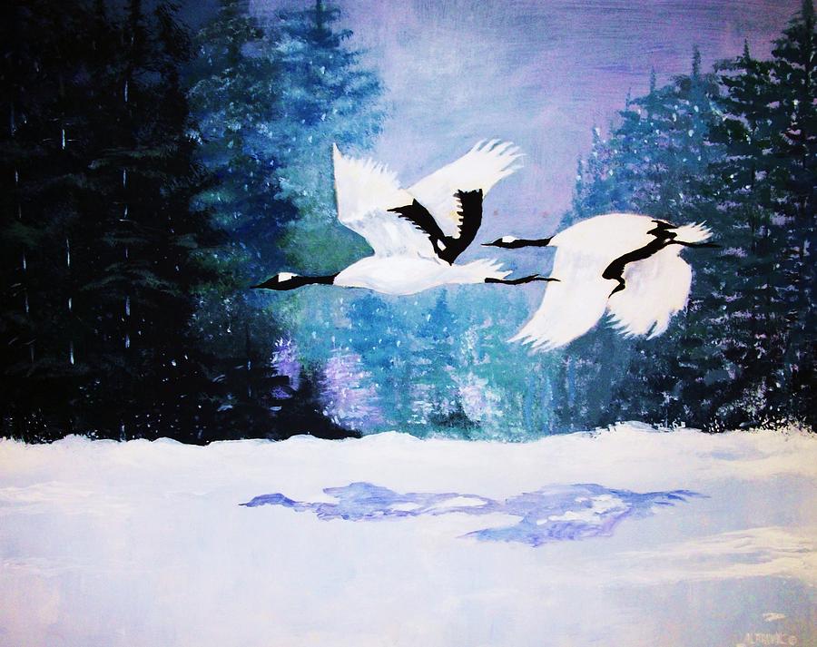 Gliding Shadows In Winter Painting by Al Brown