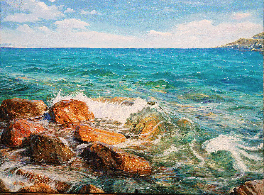 Seascape Painting - Glifada 2 by Sefedin Stafa