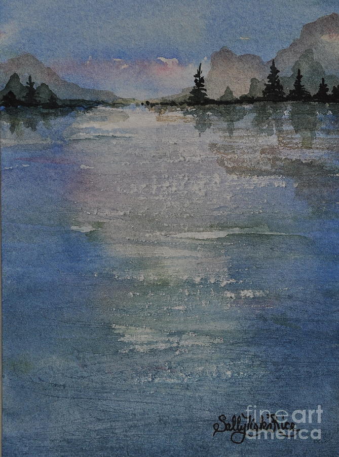 Mountain Painting - Glimmering Water by Sally Tiska Rice