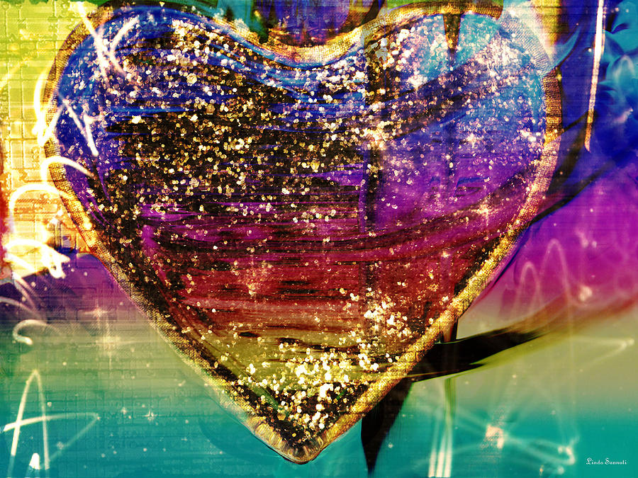 Glitter Heart Digital Art by Linda Sannuti