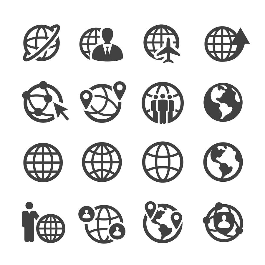 Globe and Communication Icons Set - Acme Series Drawing by -victor-